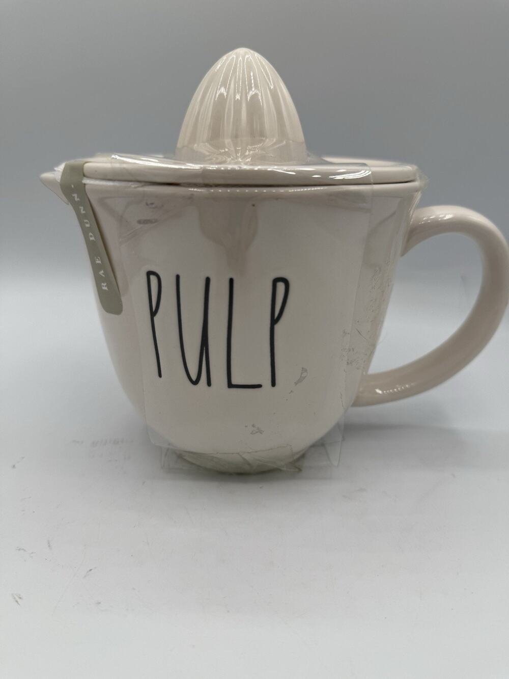 Rae Dunn PULP Ceramic Citrus Juicer Lemon Orange Reamer Ivory New w/ Handle